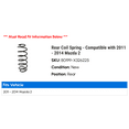 thumbnail image 2 of Rear Coil Spring - Compatible with 2011 - 2014 Mazda 2 2012 2013, 2 of 2