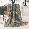 thumbnail image 2 of Multicolor Ethnic Geometric and Floral Pattern Blanket,Comfortable Soft Lamb Wool Throw Blanket,All Season,Warm Lightweight Blankets for Sofa Bed Couch Living Room Chair,50"x60", 2 of 4