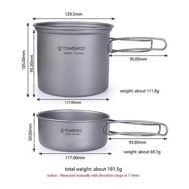 Titanium Cookware Set Outdoor Cookware Set Lightweight Camping Pot and Plate Portable Cooking Utensils Ideal for Camping and Outdoor Cooking