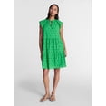 thumbnail image 3 of Time and Tru Women's Tiered Cotton Eyelet Mini Dress with Flutter Sleeves, Sizes XS-XXXL, 3 of 6
