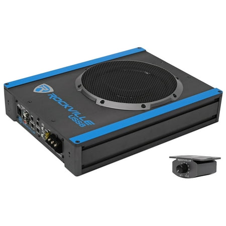 Rockville USS8 8" 700w Slim Under-Seat Active Powered Car/Truck Subwoofer Sub