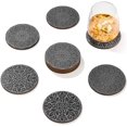 thumbnail image 2 of Cuir S pour les Boissons, 4 Pack avec Design Mandala Double Face (Gris), 2 of 4