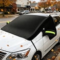 thumbnail image 4 of Magnetic Half Car Cover with UV Sunshade, Waterproof Polyester, Scratch-Free Magnets, Windshield Snow Protection, Fits Sedans and SUVs, 30x30 cm, Green/Orange, 4 of 6