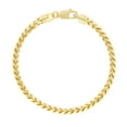 thumbnail image 3 of Nuragold 14k Real Yellow Gold Solid Franco Diamond Cut 4mm Spiga Wheat Chain Bracelet (7"-9") Italian Jewelry for Men, 3 of 5