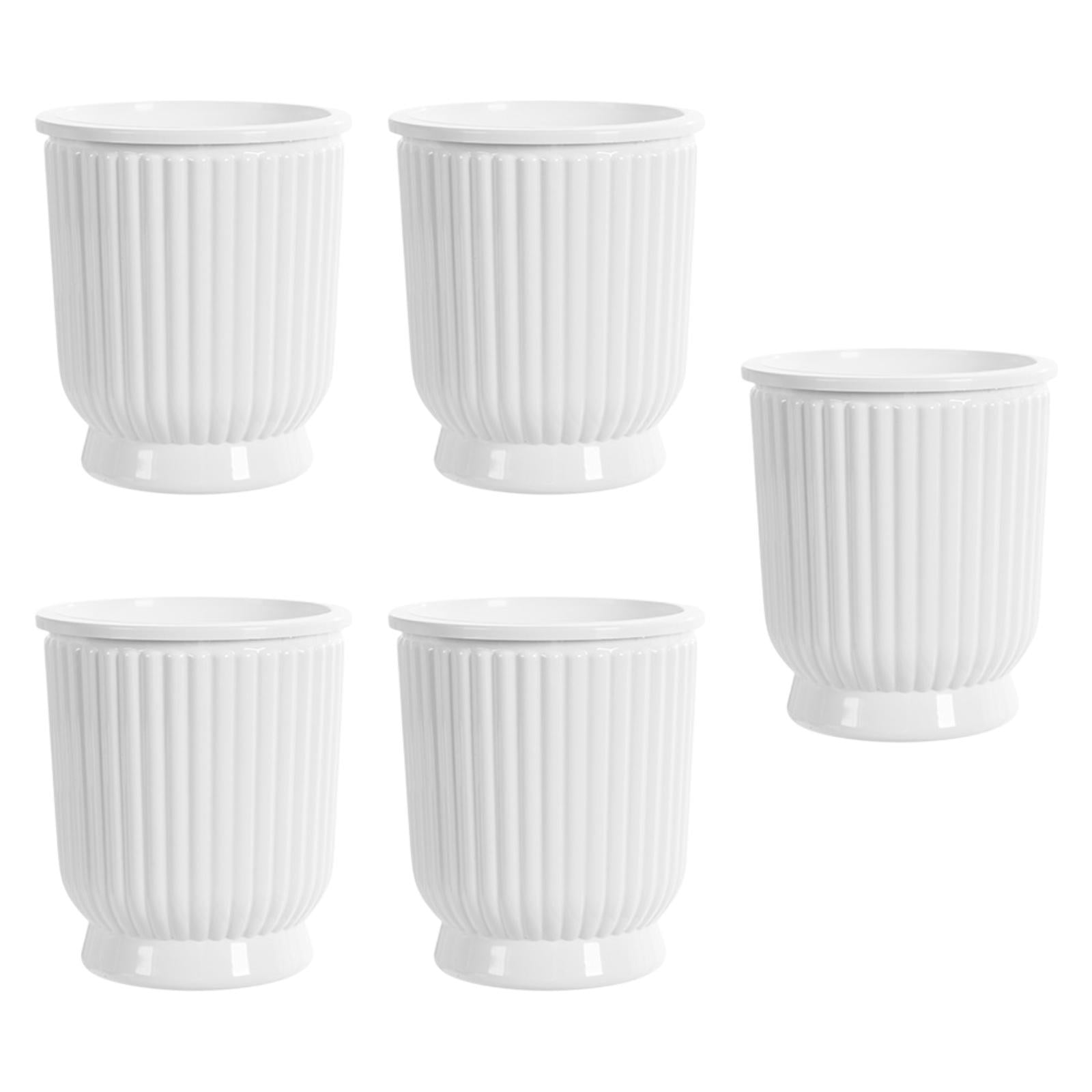 figatia 5 Pieces Self Watering Plant Pots Flower Pots Modern Home Decor Gardening Planters Indoor Outdoor Plants for Restaurant Patio White 12x14.5cm