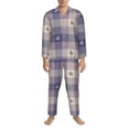 thumbnail image 4 of Kll Heart Check Plaid Sleepwear Mens Flannel Pajamas,Long Cotton Pj Set, 4 of 9