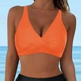 thumbnail image 2 of Girls Black Swimsuit Top Women Lace Up Swimwear Tops Full Coverage Bikini Top Push Up Swim Crop Top Tie Back Bathing Suit Tops Female Womens Bikini & Tankini Tops(Orange,L), 2 of 6