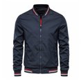 thumbnail image 4 of xiaxaixu Men's Fall Lightweight Bomber Jacket Stripe Print Long Sleeve Stand Collar Zip Up Fitted Coat, 4 of 6