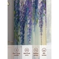 thumbnail image 6 of Butterfly Flower Sheer Curtains 63 Inch Length 2 Panels Set, Purple Floral Spring Vine Oil Painting Voile Window Treatment Rod Pocket Curtains Sheers Drapes for Bedroom/Living Room/Kitchen 52x"63"x2, 6 of 7