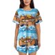 thumbnail image 1 of Fotbe Animals on Noah's Ark Floating Conjunto de Pijama Estampado para Mujer, 2 Piezas, Ropa de Dormir con Camiseta de Manga Corta y Shorts Suaves-Medium, 1 of 6