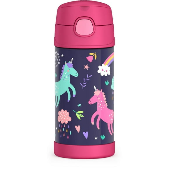 Thermos Funtainer 12 Oz Vacuum Insulated Straw Bottle, Unicorn