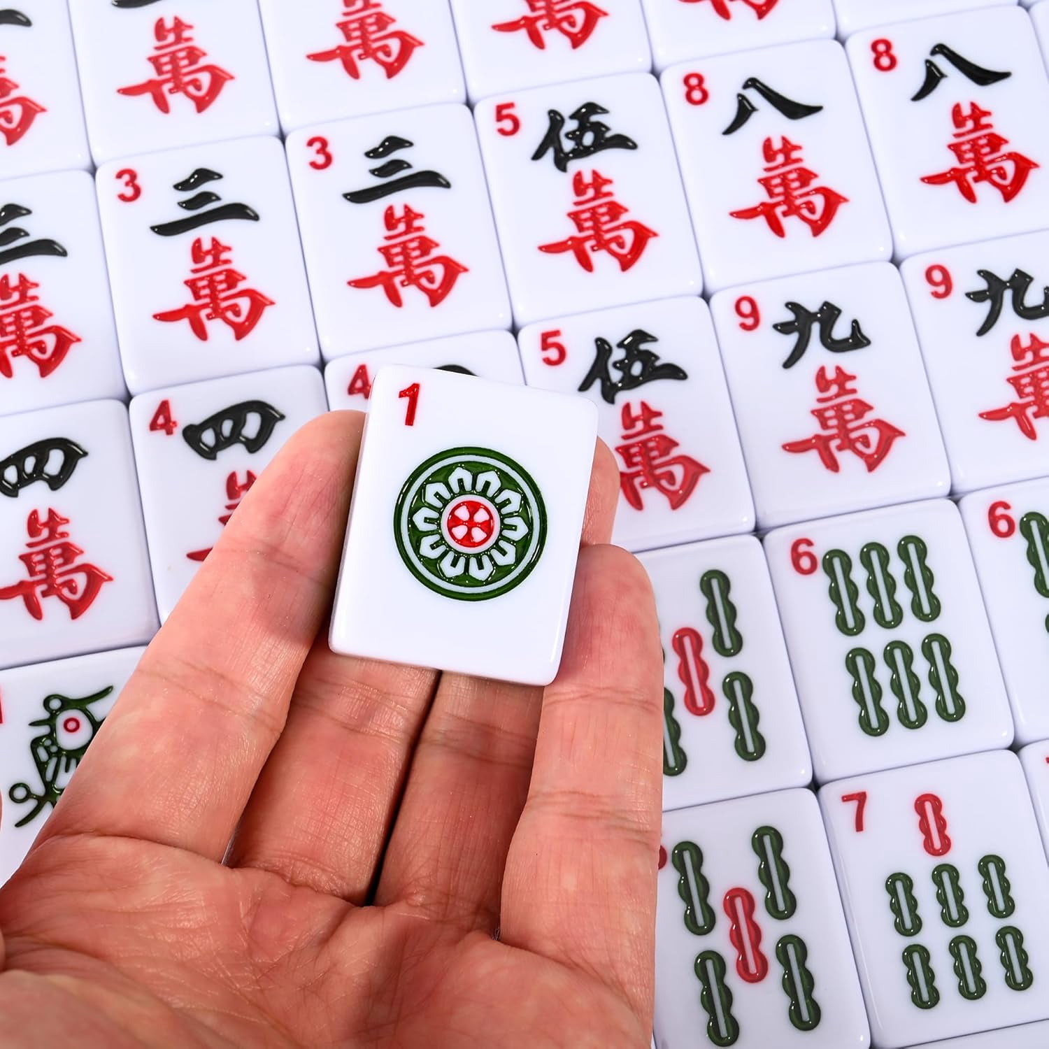 Gomok Mahjong Game Set, 146 Pcs Mahjong Tile Set ( 36 mm / 1.42" Large Size), Mahjong Set with Storage Case for Travel Party Family Games