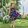 thumbnail image 7 of Nmnitkp Girl Dresses Boho Dress for Girls Floral Dress Tie Back Flutter Sleeves Casual Summer Dress Multicolor,140, 7 of 7