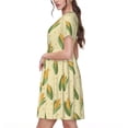 thumbnail image 2 of Fotbe Yellow Corn Vestido Largo de Moda para Mujer, Vestido Tipo Camiseta con Manga Corta y Estilo Casual a Rayas y Bloques de Color, 2 of 6