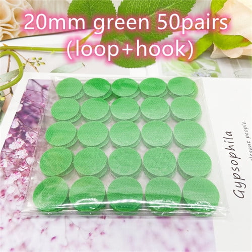 20mm Dots Sticker Hooks and Loops Double-sided Strong Self Adhesive Tape Snap Button Sewing Tools Supplies 50/100pairs 20mm Green 50pairs loop and hook