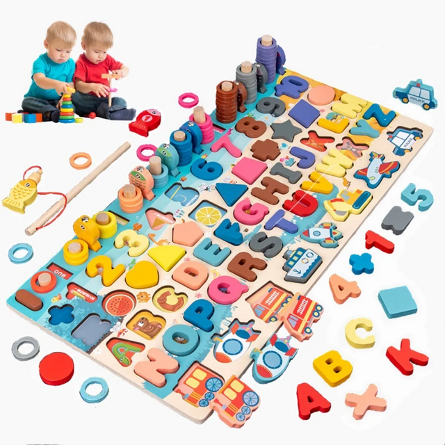 Juguete Educativo Tablero De Madera Niños Matemáticas Letras Xtellar multicolor