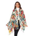 thumbnail image 3 of FORMRS Womens Scarf Winter Soft Long Big Warm Shawls Wrap Tassel Scarves, Orange Japanese Flowers Pattern, 3 of 9