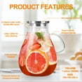 thumbnail image 2 of Glass Pitcher with Lid,1 Gallon Glass Water Pitcher Hot/Cold Water Jug, Juice and Iced Tea Beverage Carafe with Lid (Extra-Wide Mouth), 2 of 8
