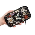 thumbnail image 2 of SEANATIVE Double Compartment Eyeglasses Case Shockproof Glasses Case Anti-Scratch Lightweight Sunglasses Pouch Portable Eyewear Storage Pouch with Zipper, Butterfly Daisy Floral Black, 2 of 7