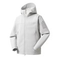 thumbnail image 6 of Men's Lightweight Hooded Windbreaker, Breathable Active Performance Waterproof Rain Shell Jacket with Multi Zipper Pockets, Outdoor Outerwear for Work, Commuting,Hiking & Fishing White, 6 of 6