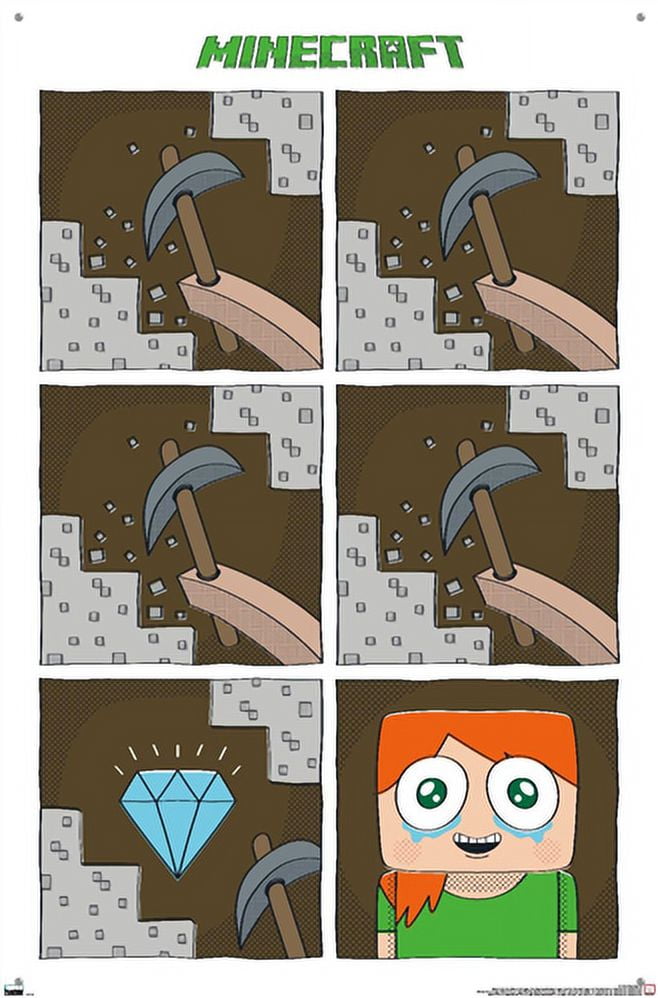 Minecraft - Simple Comic Alex Cry Wall Poster with Pushpins, 22.375" x 34"