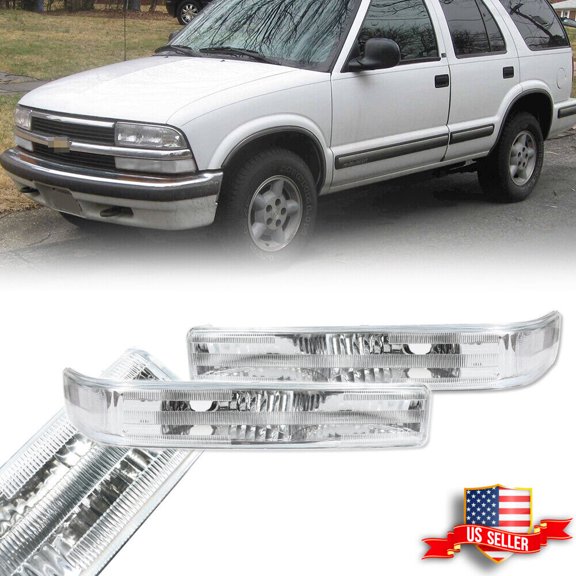 GTINTHEBOX Clear Front Bumper Parking Signal Lights For 1998-2004 Chevy S10 Blazer GMC Sonoma