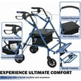 thumbnail image 4 of Déambulateur Tout-Terrain 2 en 1 et Fauteuil de Transport, Fauteuil Roulant Pliant avec Roues Non Pneumatiques de 10 Po pour Aînés, Dossier Réversible et Repose-Pieds Amovibles, 4 of 9