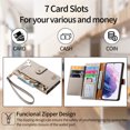 thumbnail image 5 of Wallet Case for Samsung Galaxy S22 Women Men, Durable PU Leather Magnetic Flip Lanyard Strap Wristlet Zipper Card Holder Kickstand Wallet Phone Case Cover Full Body Protection, Gray, 5 of 10