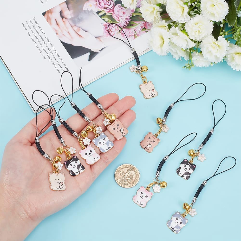 10Pcs Japanese Style Cat Phone Charm 4 Inch Cat Charms with