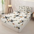 thumbnail image 3 of Castle Fairy Mid Century Atomic Star Zipper Twin Comforter Sets with Fitted Sheet and 2 Pillowcases,Vintage Dot Accent Zipper Bedding Set,Brown Olive Cream,Reversible, 3 of 7