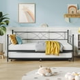 thumbnail image 3 of Daybed Metal Twin Day Bed with Pull Out Trundle Convenient Bed Frame with Metal Slats Support, 3 of 8