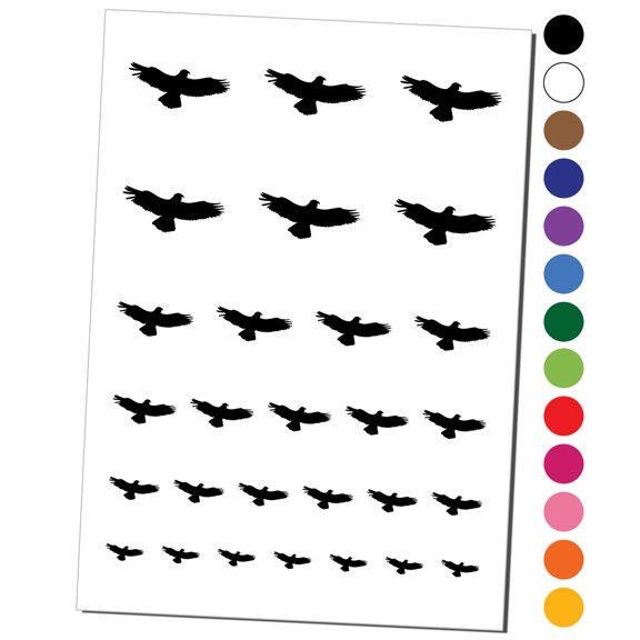 Flying Eagle Solid Water Resistant Temporary Tattoo Set Fake Body Art Collection - White