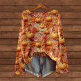 thumbnail image 2 of WEIYLL Womens Fall Tops Knit Pullover Sweater Oversized Long Sleeve Loose Fit Yarn Versatile Orange Fall Tops Casual ,XXL, 2 of 3