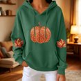 thumbnail image 6 of FchengtaiS Fall Pumpkin Printed Hoodies for Women Long Sleeve Fleece Sweatshirt Halloween Thanksgiving Pullovers Tops, 6 of 6