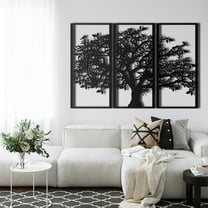Tree of Life 3 Panels Metal Wall Art for Home and Outside - Wall-Mounted Geometric Metal Wall Decor - Drop Shadow 3D Effect Wall Decoration for Living Room Bedroom