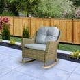 thumbnail image 2 of Northlight 34" Gray Resin Wicker Deep Seated Rocker Chair with Gray Cushions, 2 of 6
