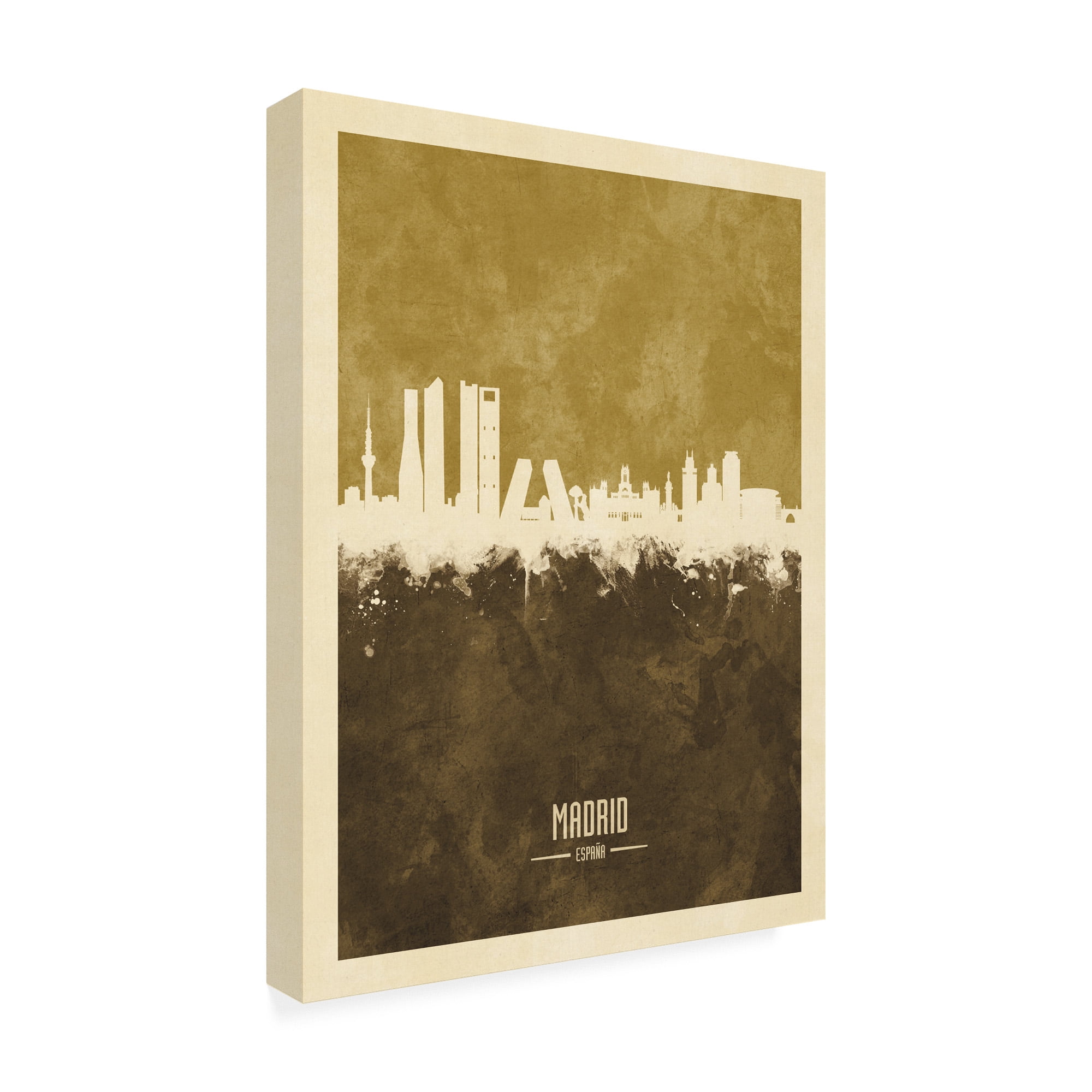 Trademark Fine Art 'Madrid Spain Skyline Brown' Canvas Art by Michael Tompsett