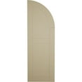 thumbnail image 5 of Ekena Millwork 18"W x 60"H (42" Low Side) Timberthane Sandblasted Two Equal Flat Panel w/Quarter Round Arch Top Faux Wood Shutters (Per Pair), Primed Tan, 5 of 6
