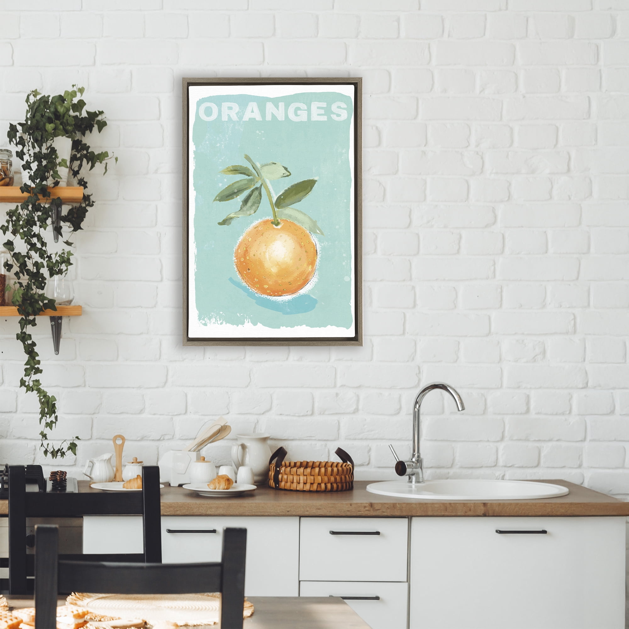 Stupell Industries Orange Twist Motif Brown Framed Floater Canvas Wall Art, design by Chad Barrett