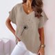 thumbnail image 1 of Fiudx Ofertas Flash Artículos En Oferta Camiseta de Manga Corta con Cuello En V y Estampado Informal para Mujer, 1 of 4