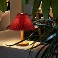 thumbnail image 4 of Hwuxmo Table Lamp For Bedroom Infinitely Dimmable Nightstand Lamp With Umbellate Flaxen Fabric Shade For Living Room Office Dorm Solid Wood LED Bulb Included Red, 4 of 7
