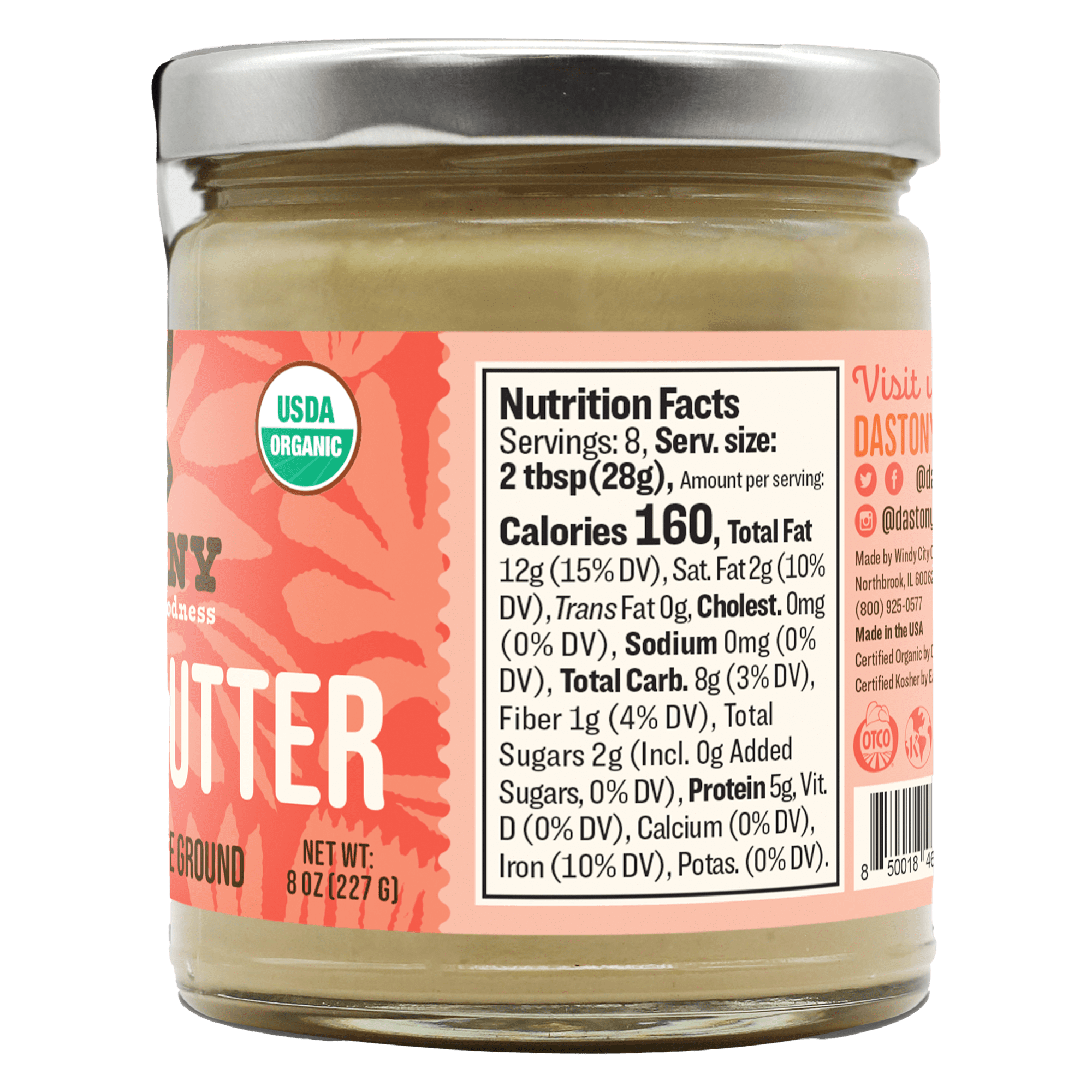 Dastony - 100% Organic Cashew Butter - 8 oz.