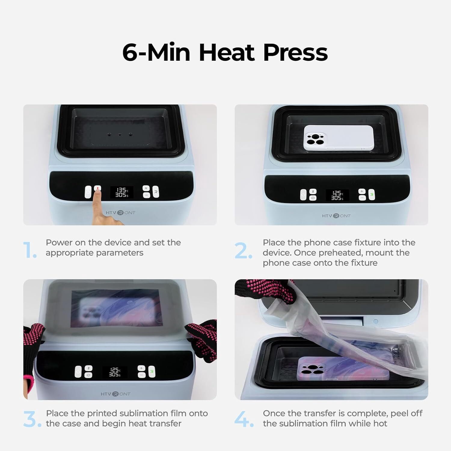 HTVRONT H17 Phone Cases Heat Press - Automatic Vacuum Heat Press Machine for Phone Cases- Sublimation Press for Custom Phone Case, Badges, Coasters, Includes Film & Fixture (Compatible with Android)
