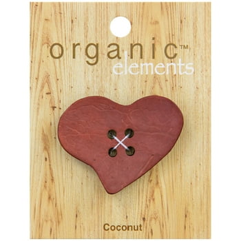  Elements Red 2" Large Coconut 4-Hole Heart Button
