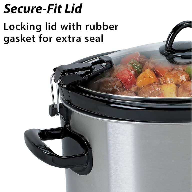 Crock Pot 6 Quart Cook and Carry Slow Cooker, Silver Stainless