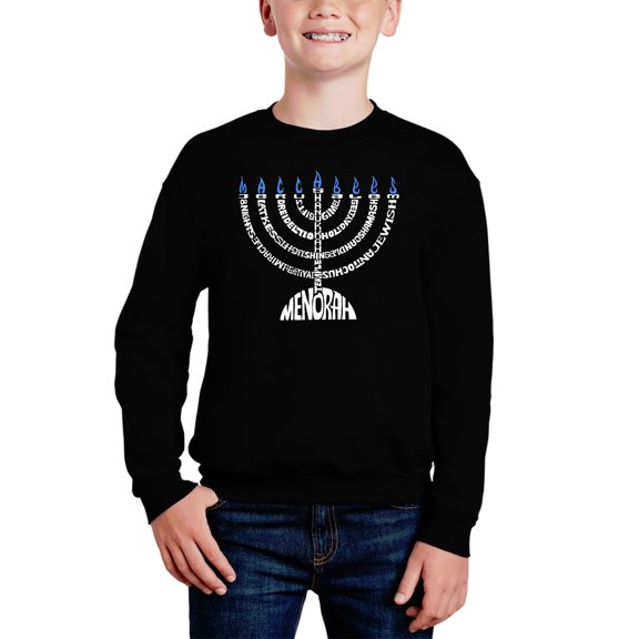 Menorah - Boy's Word Art Crewneck Sweatshirt