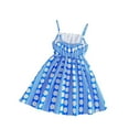 thumbnail image 3 of Rggeeun Toddler Summer Girls Large Sized Straps Dress With Blue Striped And Flower Pattern Casual French Style Dress Stylish O-Neck Sundress, 3 of 9