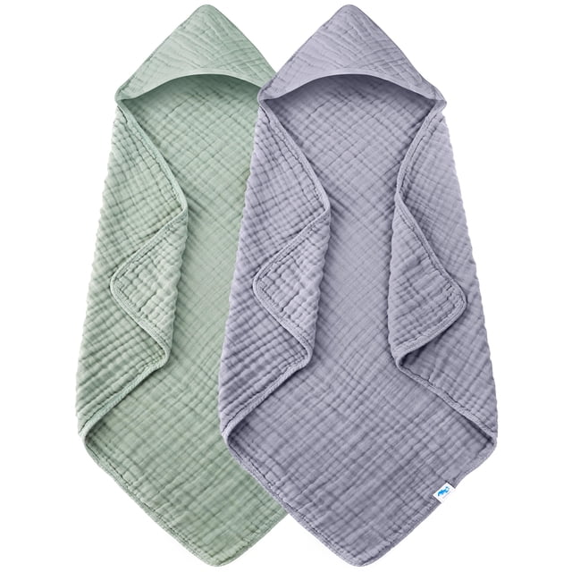 Toallas de baño con capucha para bebés SWEET DOLPHIN, 100% algodón, paquete de 2