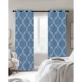 thumbnail image 2 of Blue Morocco Black Out Curtains 63 Inch Long, Room Darkening Draperies Curtains Panels, Moroccan Abstract Geometric Quatrefoil Plaid Thermal Insulated Curtain for Bedroom Living Room 52"x63" 2 Panels, 2 of 8