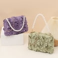 thumbnail image 5 of Clutch Purse For Women Elegant Evening Bags 3D Floral Satin Small Purse With Pearl Beaded Top Handle Detachable Strap, 5 of 5